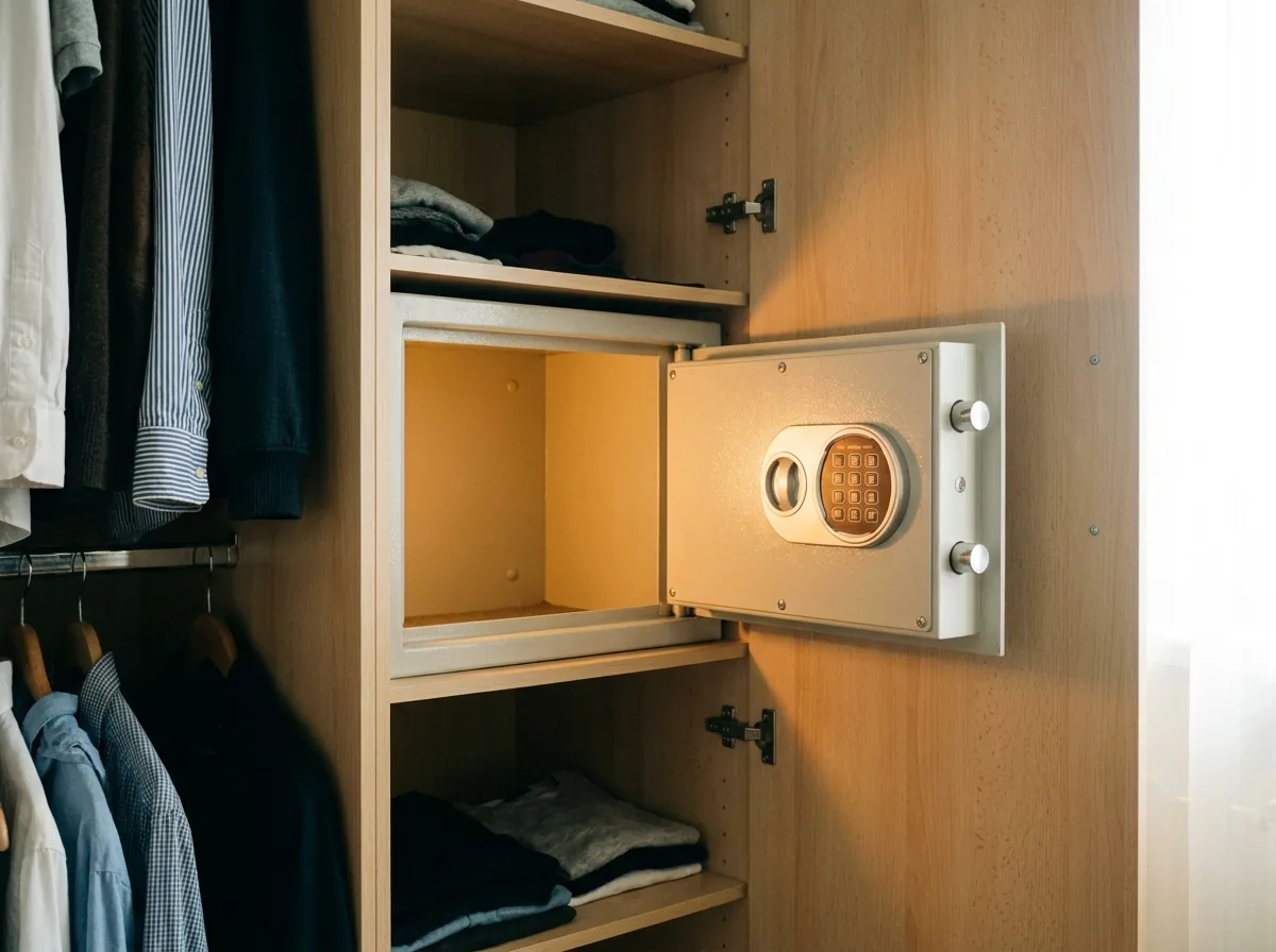 Safe opening in Cancun: in-wall safe with a digital keypad